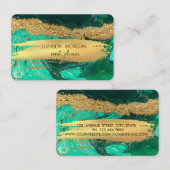 緑エレガント大理石ゴールドフォイルブラシストローク 名刺 (正面/裏面)
