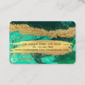 緑エレガント大理石ゴールドフォイルブラシストローク 名刺 (裏面)