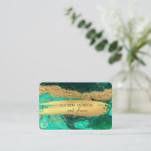 緑エレガント大理石ゴールドフォイルブラシストローク 名刺 (スタンド正面)