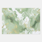 緑エレガント大理石フェイク金ゴールドグリッター効果0 ラッピングペーパーシート (正面3)