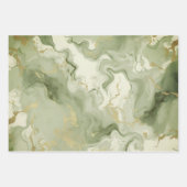 緑エレガント大理石フェイク金ゴールドグリッター効果0 ラッピングペーパーシート (正面2)