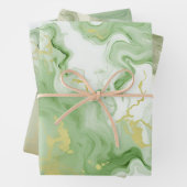 緑エレガント大理石フェイク金ゴールドグリッター効果0 ラッピングペーパーシート (インサイチュ)