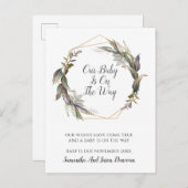 緑エレガント妊娠告知はがき 案内ポストカード (正面/裏面)