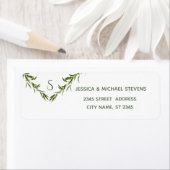 緑エレガント幾何葉の枝 ラベル (インサイチュ)