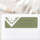 緑エレガント幾何葉の枝 ラベル (インサイチュ)