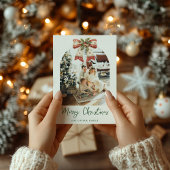 緑エレガント弓アーチ写真クリスマスカード シーズンカード