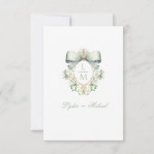 緑エレガント弓詳細エンクロージャカード付きクレスト サンキューカード (裏面)