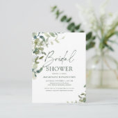 緑エレガント手書きスクリプトブライダルシャワー インビテーションポストカード (スタンド正面)