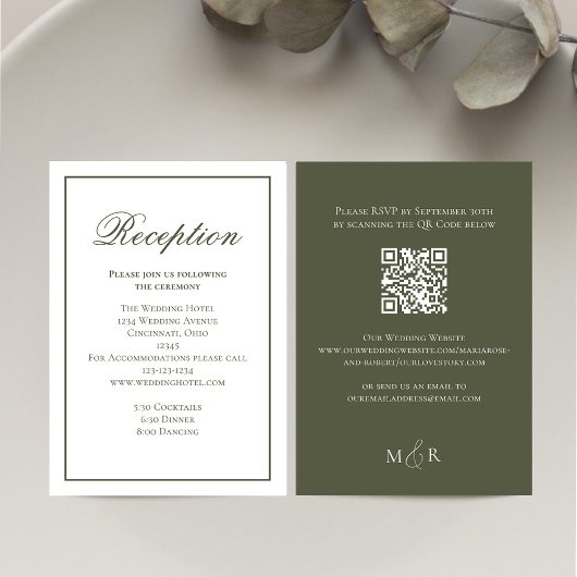 緑エレガント書道披露宴RSVP エンクロージャーカード