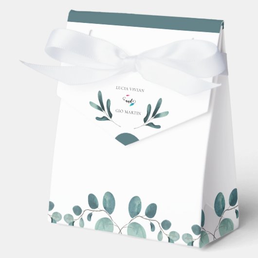緑エレガント書道結婚式の引き出物箱 フェイバーボックス (正面)