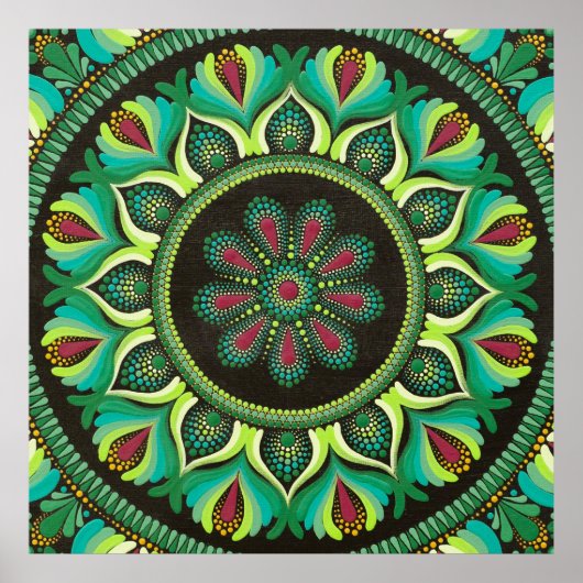 緑エレガント曼荼羅 | ボヘミアン禅ミニマル主義者 ポスター (正面)
