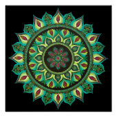 緑エレガント曼荼羅 | ボヘミアン禅ミニマル主義者 ポスター (正面)