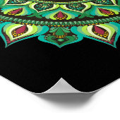 緑エレガント曼荼羅 | ボヘミアン禅ミニマル主義者 ポスター (角)