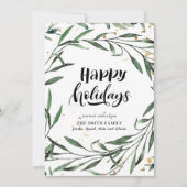 緑エレガント松の葉金ゴールド紙吹雪緑 シーズンカード (正面)