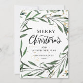 緑エレガント松の葉金ゴールド紙吹雪緑 シーズンカード (正面)