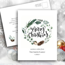 緑エレガント松コーン葉リース水彩