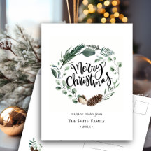 緑エレガント松コーン葉リース水彩