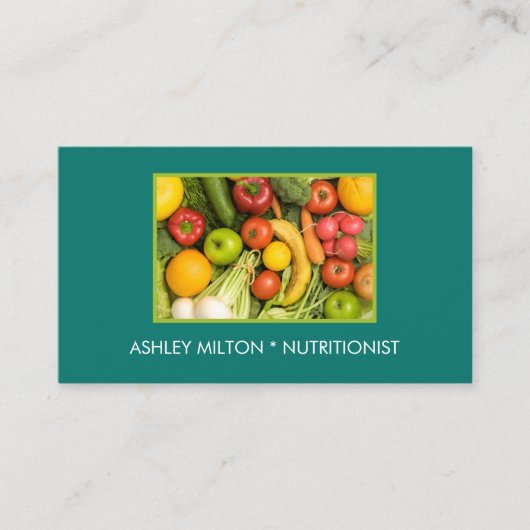 緑エレガント栄養士野菜の写真 名刺 (正面)