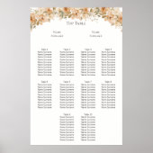 緑エレガント桃の花の結婚シーティングプラン ポスター (正面)