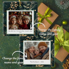 緑エレガント植物両面 セラミックオーナメント