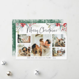 緑エレガント植物写真コラージクリスマス シーズンカード