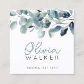 緑エレガント植物台本名2 QRコード スクエア名刺 (正面)