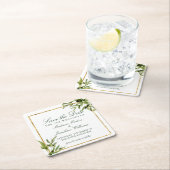 緑エレガント植物学つる植物金ゴールド保存日 スクエアペーパーコースター (インサイチュ)