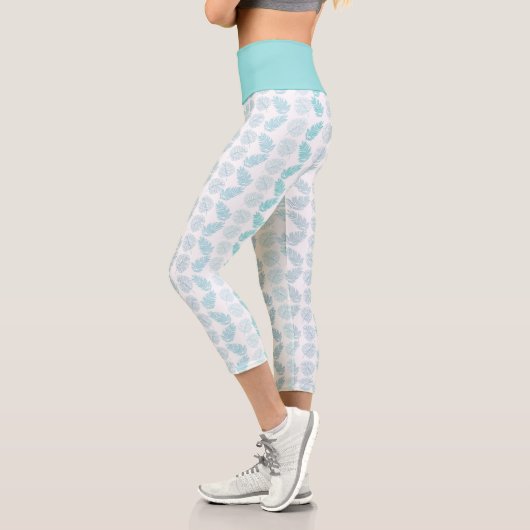 緑エレガント植物性の熱帯葉型パターン カプリレギンス (左)