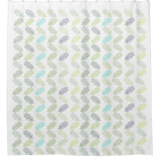 緑エレガント植物性の熱帯葉型パターン シャワーカーテン (正面)