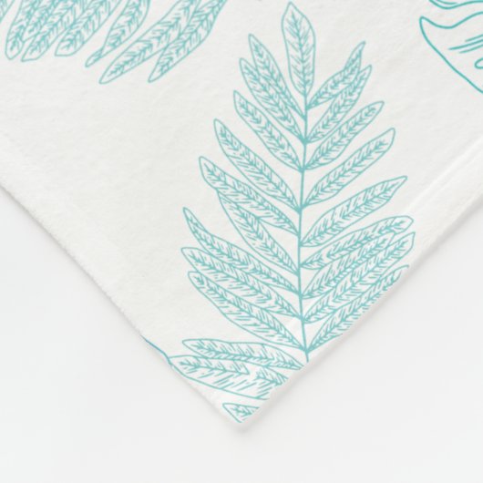 緑エレガント植物性の熱帯葉型パターン フリースブランケット (角)