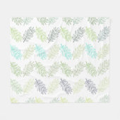 緑エレガント植物性の熱帯葉型パターン フリースブランケット (正面(横))