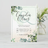 緑エレガント植物性アンパサ結婚ンドの魅力 招待状 (スタンド正面)