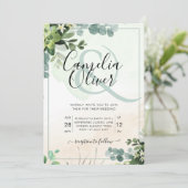 緑エレガント植物性アンパサ結婚ンドの魅力 招待状 (スタンド正面)