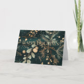 緑エレガント植物性クリスマス カード (正面)