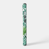 緑エレガント植物性パル葉モノグラム iPhone 15ケース (左側面)