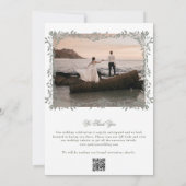 緑エレガント植物性リースフレームフォトズ結婚ーズ セーブザデート (裏面)