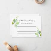 緑エレガント植物水カラーアドバイス ノートカード (正面/裏面インサイチュ)