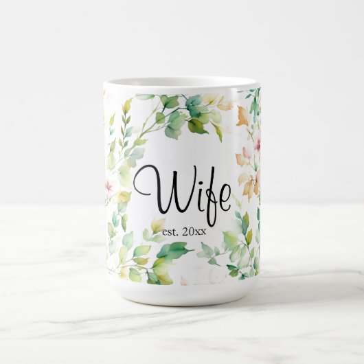 緑エレガント植物水彩野草 コーヒーマグカップ (中央)