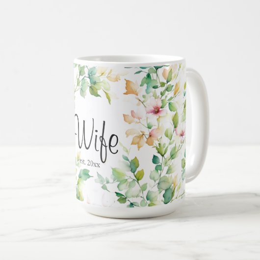 緑エレガント植物水彩野草 コーヒーマグカップ (正面右)