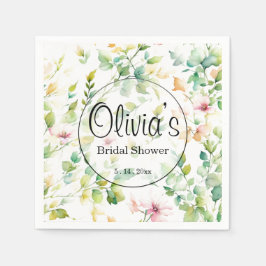 緑エレガント植物水彩野草 スタンダードカクテルナプキン