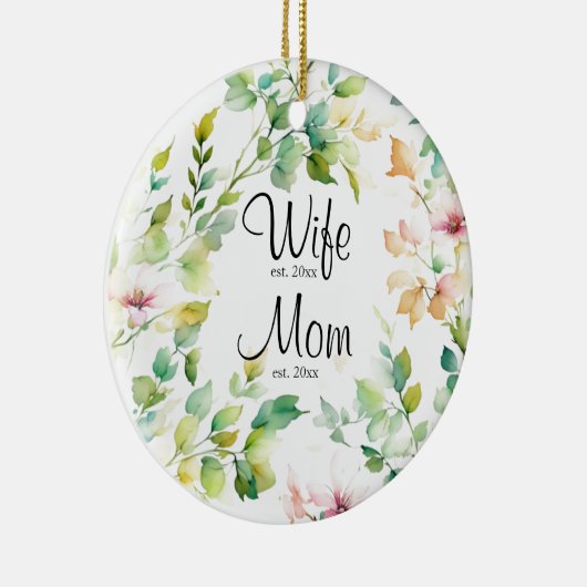 緑エレガント植物水彩野草 セラミックオーナメント (右)