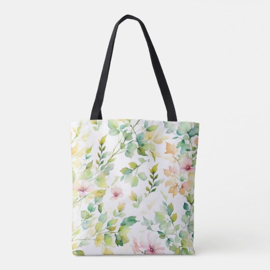 緑エレガント植物水彩野草 トートバッグ (裏面)