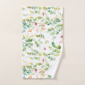 緑エレガント植物水彩野草 バスタオルセット (ハンドタオル)