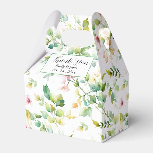 緑エレガント植物水彩野草 フェイバーボックス (正面サイド)