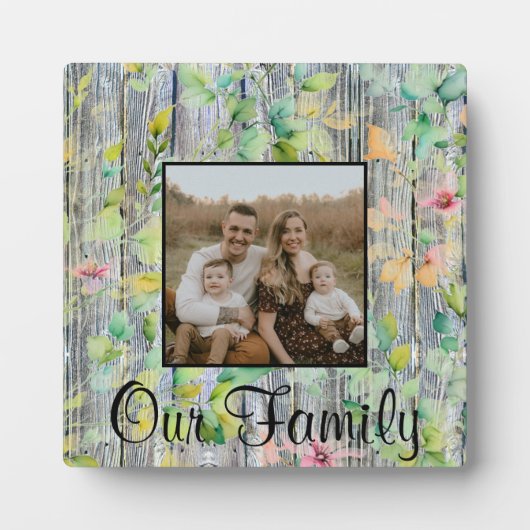 緑エレガント植物水彩野草 フォトプラーク (正面)