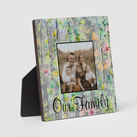 緑エレガント植物水彩野草 フォトプラーク (正面)