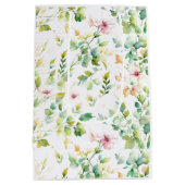 緑エレガント植物水彩野草 ミディアムペーパーバッグ (裏面)