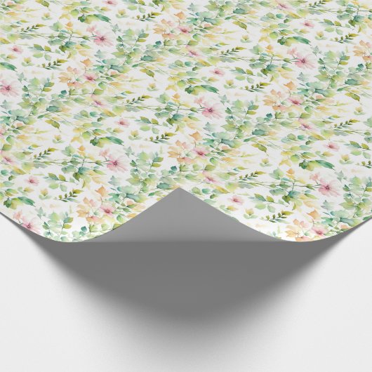 緑エレガント植物水彩野草 ラッピングペーパー (角)