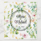 緑エレガント植物水彩野草 ワインラベル (シングルラベル)