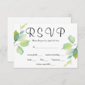 緑エレガント植物水彩野草 出欠カード (正面/裏面)